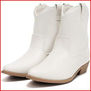 Women's Ankle Boots Western Style Vegan Leather Comfort Pull-On